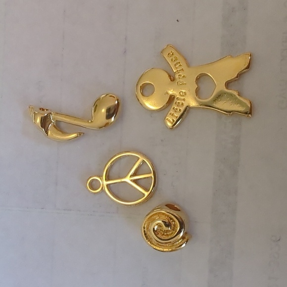 Four gold necklace charms. Peace, music note, little price, and swirl. Charms! - Picture 2 of 8